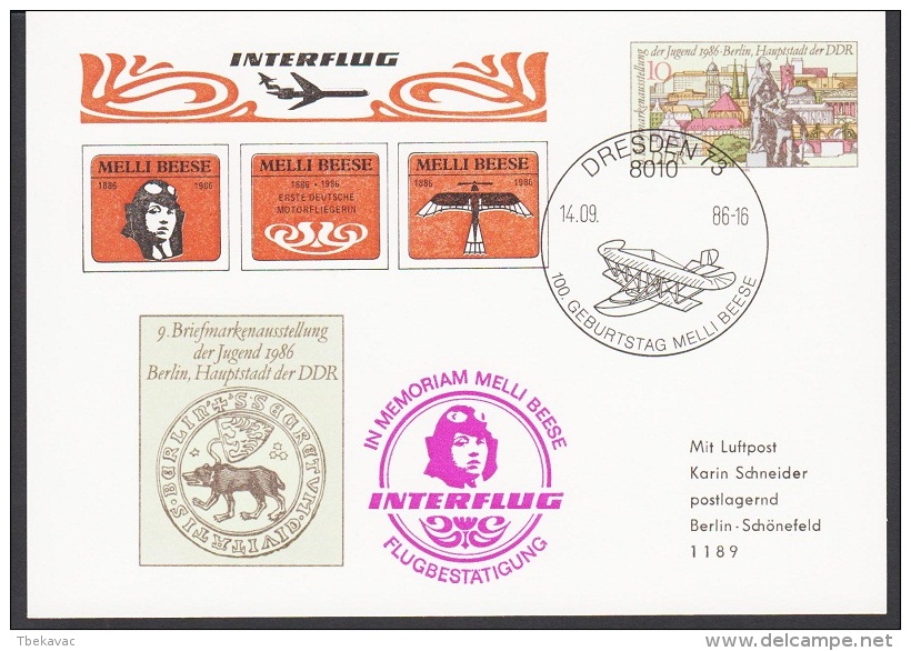 Germany GDR 1986, Postal Stationery Dresden To Berlin - Postkarten - Gebraucht