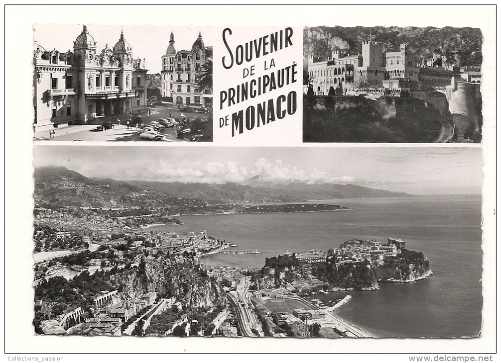 Cp, Principauté De Monaco, Multi-Vues, Voyagée 1953 - Multi-vues, Vues Panoramiques