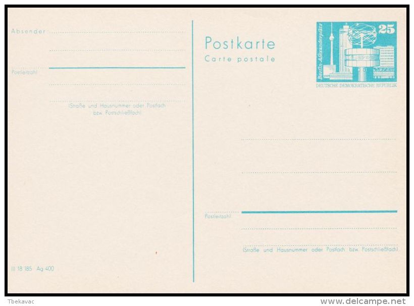 Germany GDR , Postal Stationery - Postkaarten - Gebruikt