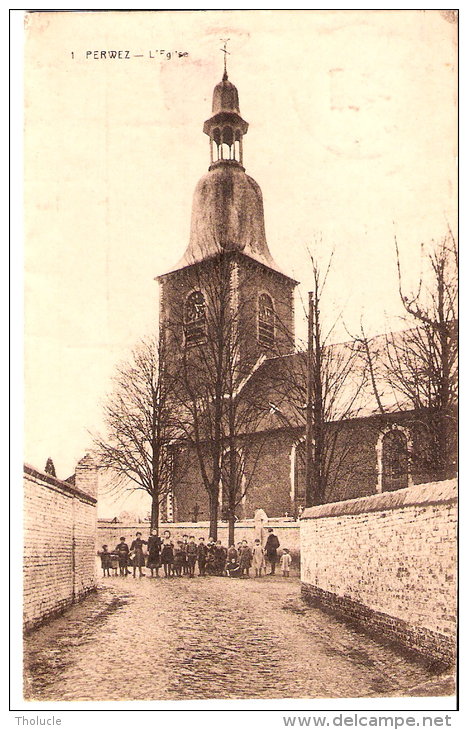 Perwez ( Brabant Wallon)- 1929- L´Eglise Saint-Martin-Cimetière-An Imée-Groupe D´enfants- Exp. Vers Hodimont - Perwez