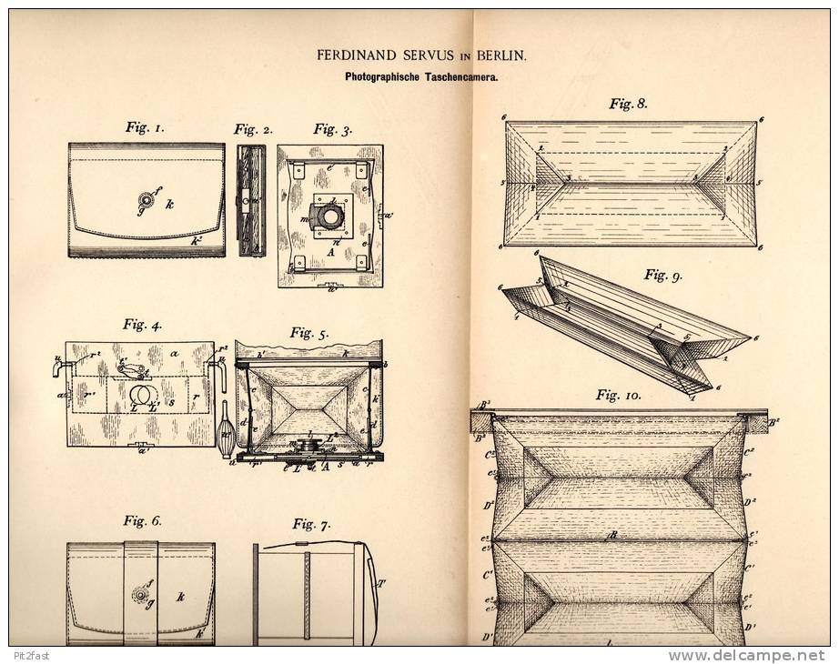 Original Patentschrift - F. Servus In Berlin , 1891 , Photographische Taschen - Camera , Kamera , Photographie !!! - Cameras