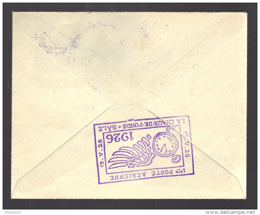 SUISSE 1926 Chaux De Fonds/Bale Navigation Horlogére PA N° 4 Obl. S/Lettre Entiére - First Flight Covers