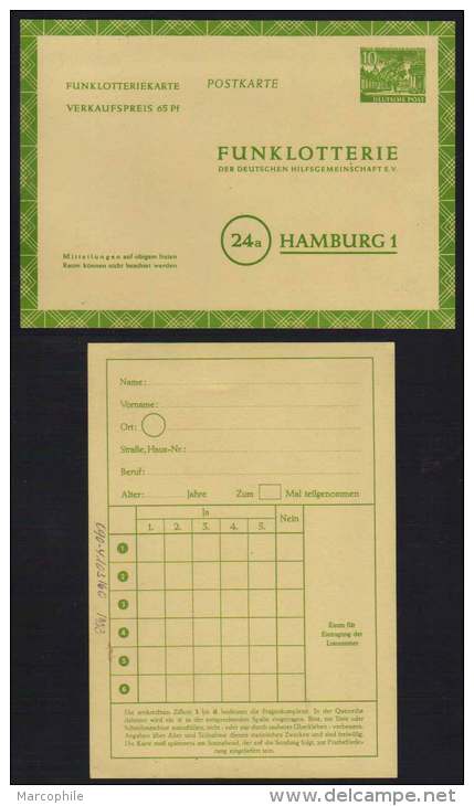 ALLEMAGNE - BERLIN - LOTERIE / 1953 ENTIER POSTAL / COTE 24.00 EUROS (ref 3093) - Privatpostkarten - Ungebraucht