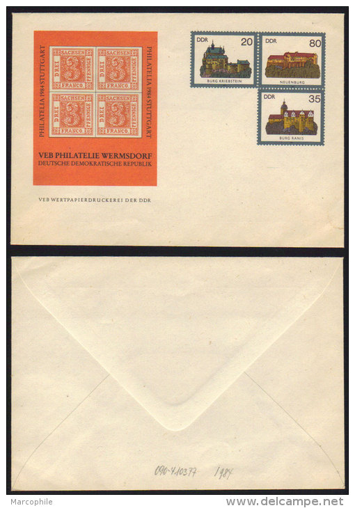 ALLEMAGNE DE L EST - WERMSDORF - TIMBRE SUR TIMBRE / 1984 ENTIER POSTAL PRIVE ILLUSTRE (ref 3087) - Privatumschläge - Ungebraucht