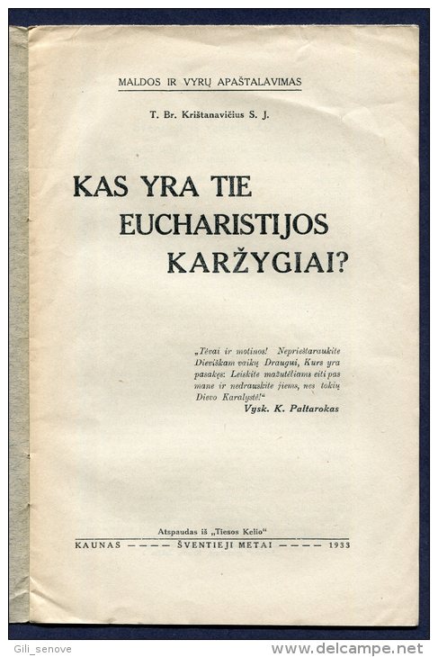 1933 Lithuania Lietuva / Knights Of The Eucharist (Eucharistijos Karzygiai) - Oude Boeken