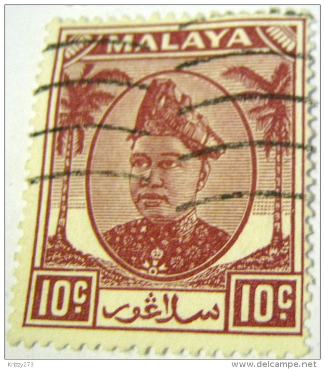 Selangor 1949 Sultan Hisamud-din Alam Shah 10c - Used - Selangor