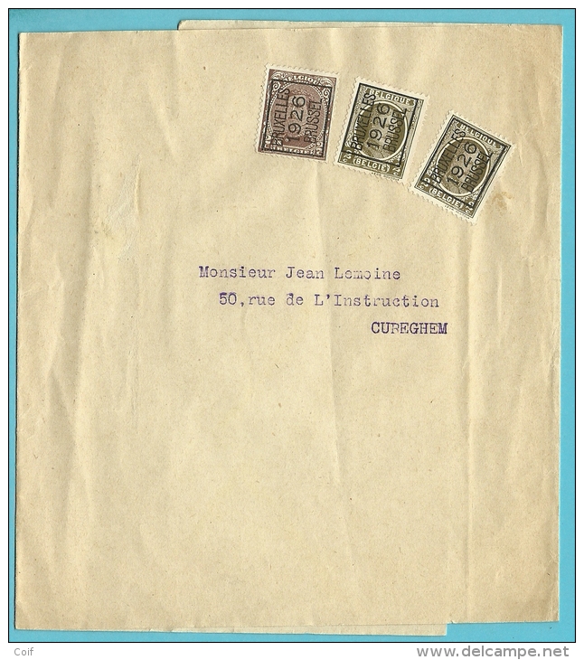 TYPOGRAFISCHE PREO N°128+133 BRUSSEL 1926 (Mixte Frankeering UITGIFTE 1915-HOUYOUX) !!!!!! (Rare) !! Op Drukwerkbandje - Typos 1922-26 (Albert I.)