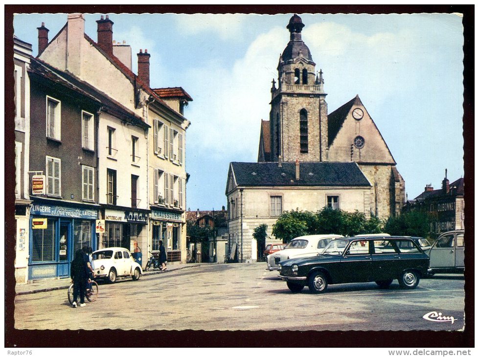 CPM 91 LIMOURS Place Du Marché Et L'Eglise Voitures Cars Citroën 2CV Peugeot 204 - Limours