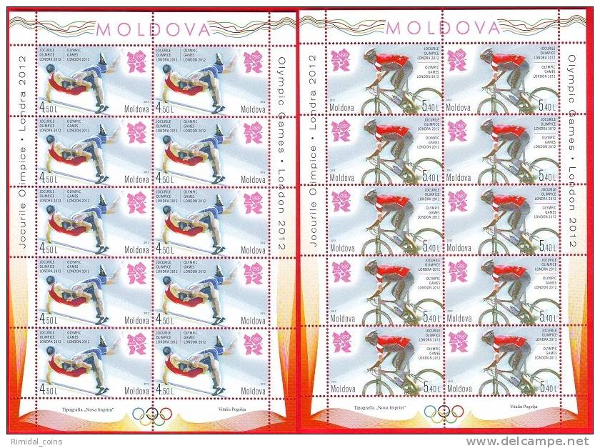 Moldova, 2 Sheetlets, Summer Olympic Games London, 2012 - Estate 2012: London