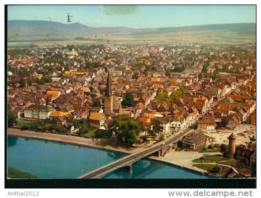 Holzminden Weser Flugzeugaufnahme Brücke Kirche Turm 12.9.1976 - Holzminden