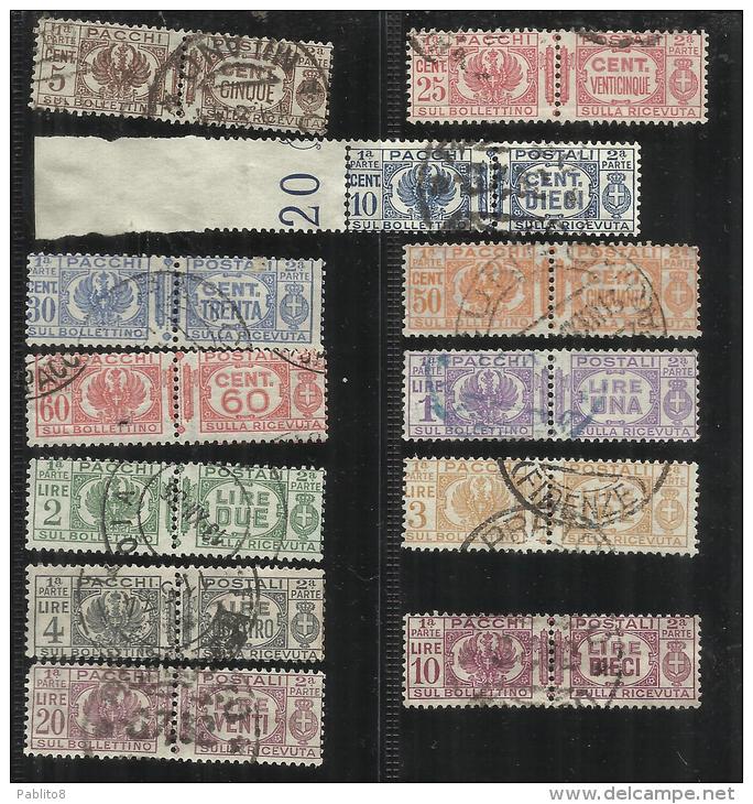 ITALIA REGNO ITALY KINGDOM 1927 - 1932 PACCHI POSTALI PARCEL POST FASCI SERIE COMPLETA COMPLETE SET USATA USED OBLITERE' - Colis-postaux