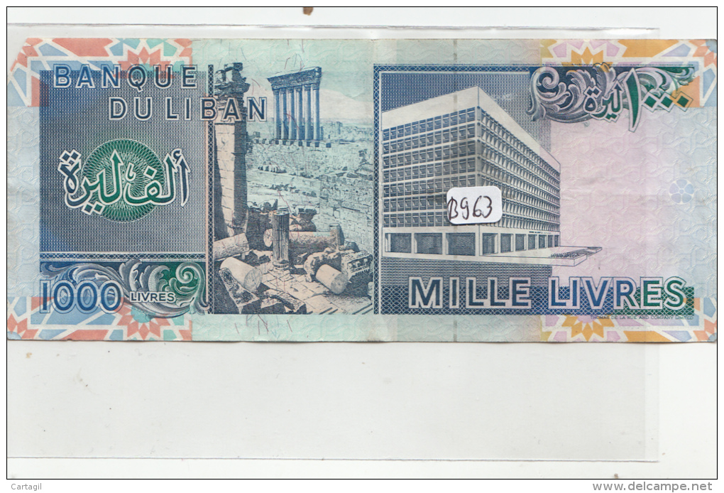 Billets - B963 -  Liban     - Billet  Mille Livres   ( Type, Nature, Valeur, état... Voir 2 Scans) - Líbano