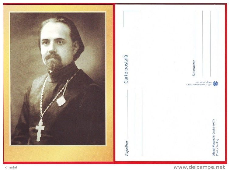 Moldova, Postcard, Alexei Mateevici - Poet & Priest, 2013 - Moldavie