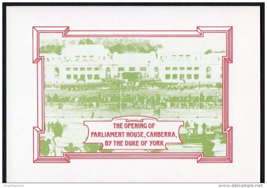 Australia 1927 Opening Of Parliament House, Canberra Replica Card No 12 - Lettres & Documents