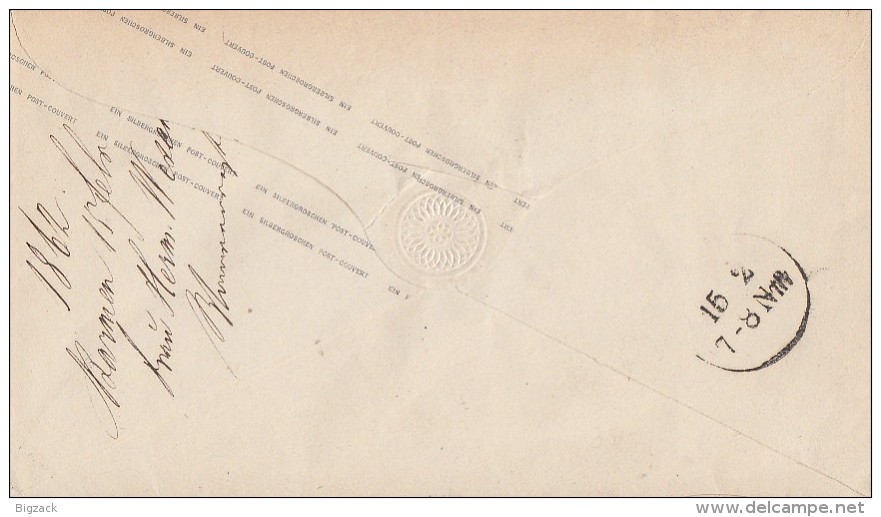 Preussen GS-Umschlag 1 Gr. Barmen 15.2.62 Gel. Nach Düsseldorf - Lettres & Documents