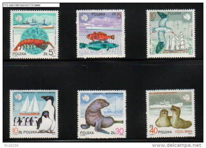 POLAND 1987 10TH ANNIV POLISH ANTARCTIC STATION ANIMALS NHM ARCTOWSKI SEAL PENGUIN FISH BIRDS CRAYFISH POLAR Ships - Bases Antarctiques