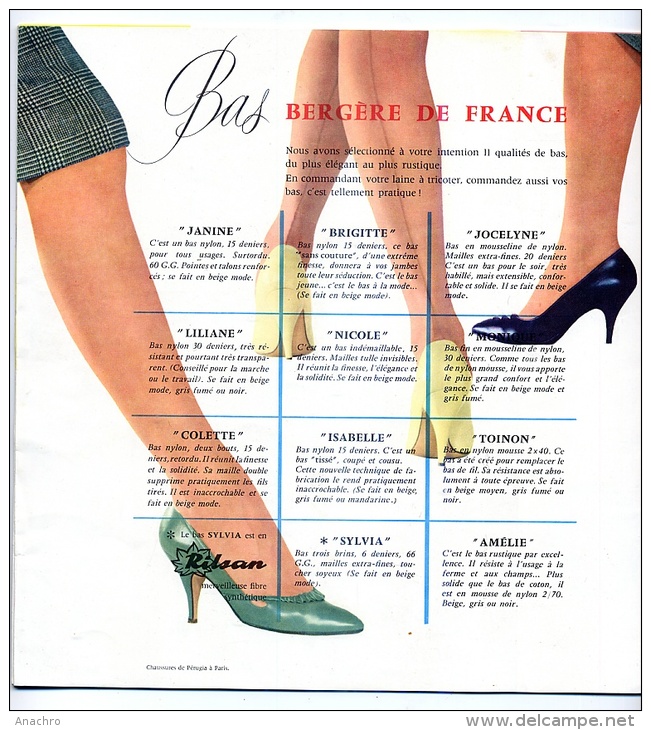 ALBUM MODELES TRICOT BERGERE De FRANCE 1959 / Publicité BAS Nylon LAINE Et SOUS VETEMENTS - Patterns