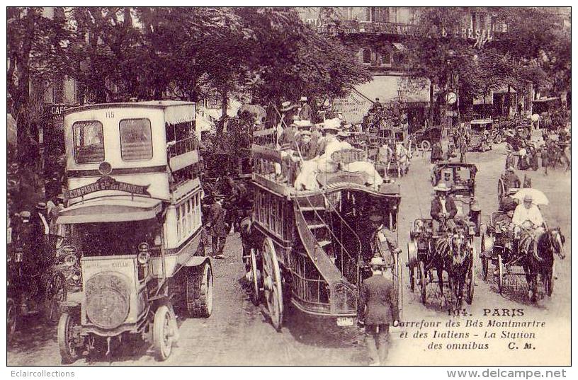 Paris   Autobus  Omnibus Carrefour Montmartre Et Des Italiens - Nahverkehr, Oberirdisch