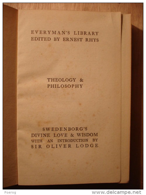 THE DIVINE LOVE AND WISDOM - EMANUEL SWEDENBORG - INTRODUCTION BY SIR OLIVER LODGE - EVERYMAN LIBRARY DENT  1906 - Relié - Other & Unclassified