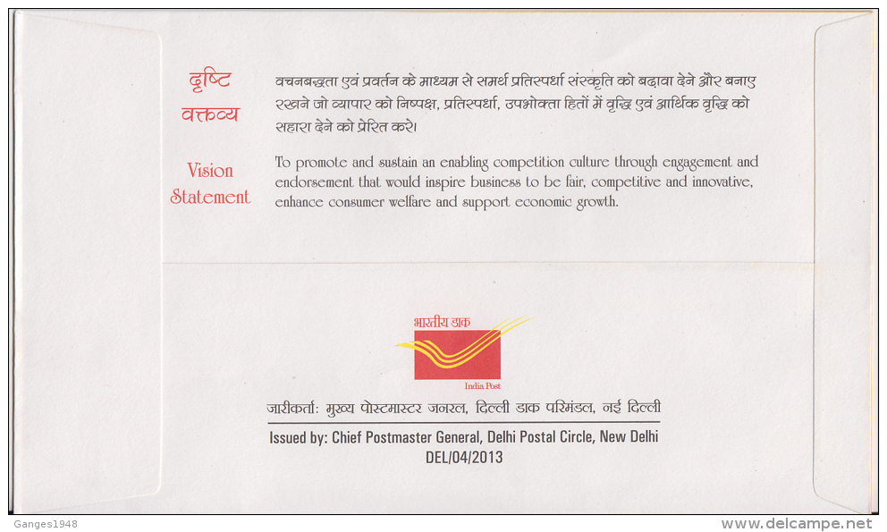 India  2013  Competition Commission Of India  Special Cover # 50092 - Brieven En Documenten