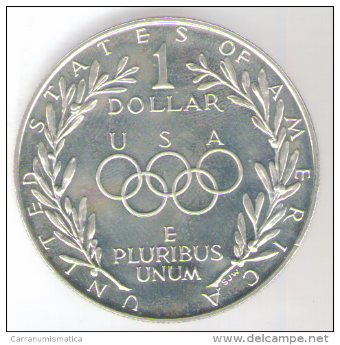 STATI UNITI 1 DOLLAR 1988 OLYMPIAD USA SILVER FONDO SPECCHIO - Commemoratifs