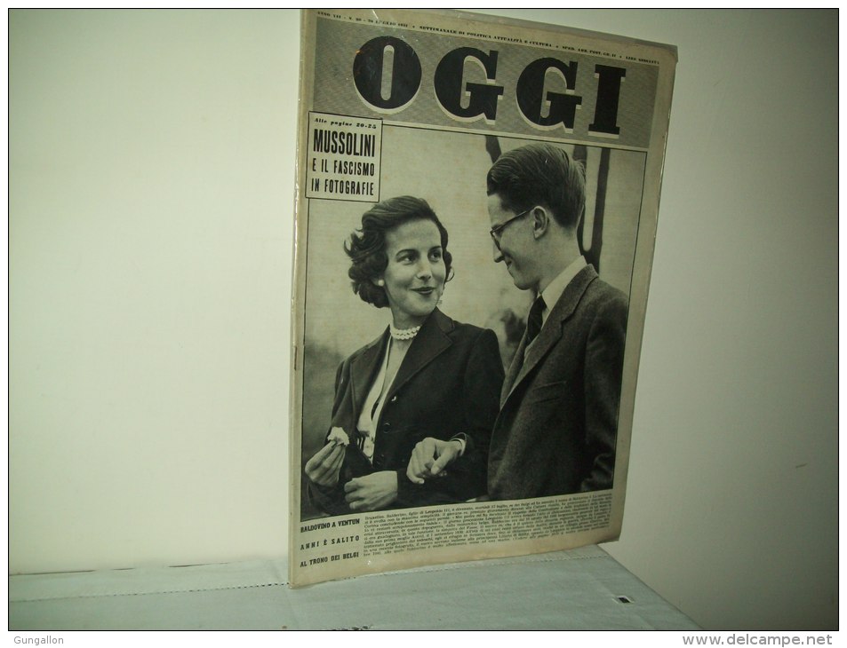 Oggi (1951) Anno VII°  N. 30  "Baldovino A Ventun Anni è Salito Al Trono Dei Belgi" - Film