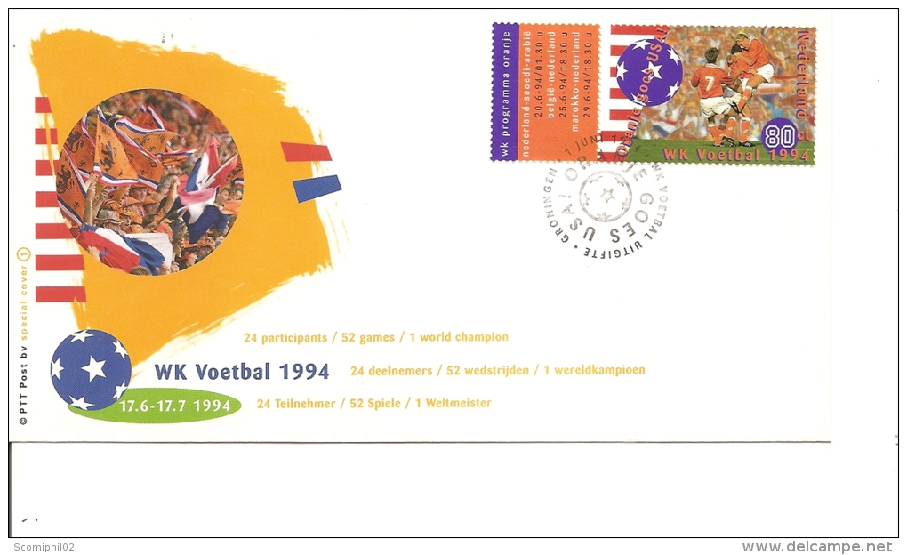 Coupe Du Monde Aux USA -1994 ( FDC Des Pays-Bas à Voir) - 1994 – États-Unis