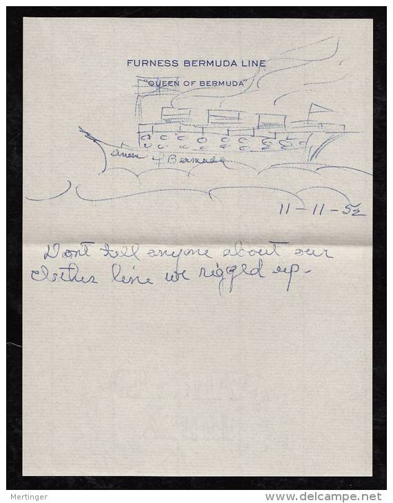 Bahamas 1952 Cover To USA FURNESS BERMUDA LINE With Letter Inside - 1859-1963 Colonia Britannica