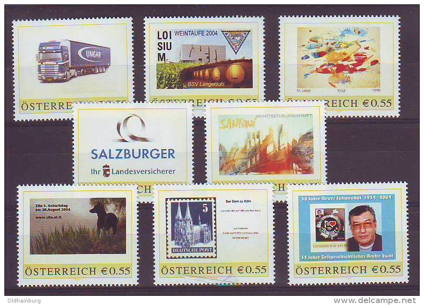 1106l: Steckkarte- Lot Mit Guten Personalisierten Marken (mit €- Zeichen) - Personalisierte Briefmarken