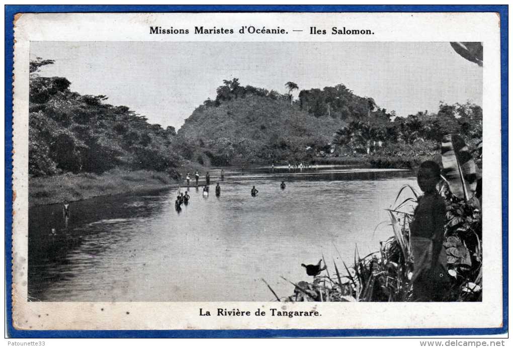 MISSIONS MARISTES D' OCEANIE ILES SALOMON  LA RIVIERE DE TANGARARE ANIMEE LA BAIGNADE - Salomon