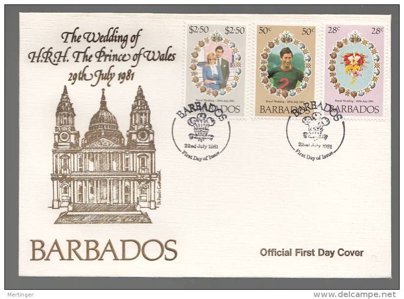 Barbados 1981 FDC Cover ROYAL WEDDING DIANA - Barbados (1966-...)