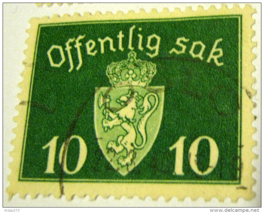 Norway 1937 Official Stamp 10ore - Used - Dienstmarken