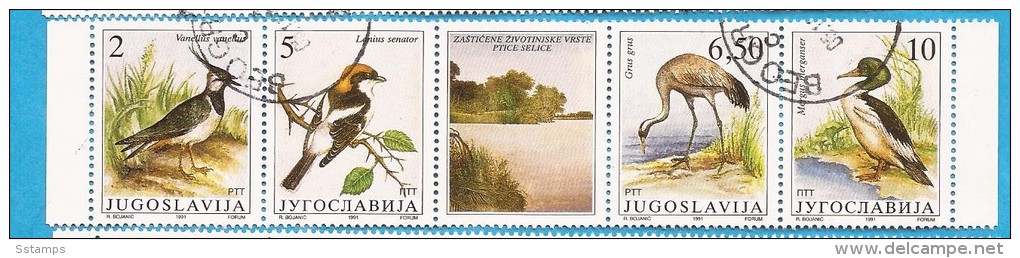 1991 X 2463-66 JUGOSLAVIJA  SERBIA SRBIJA SERBIEN FAUNA WWF ESPECES BIRDS PROTEGEES GESCHUEZTE TIEREN USED - Oblitérés