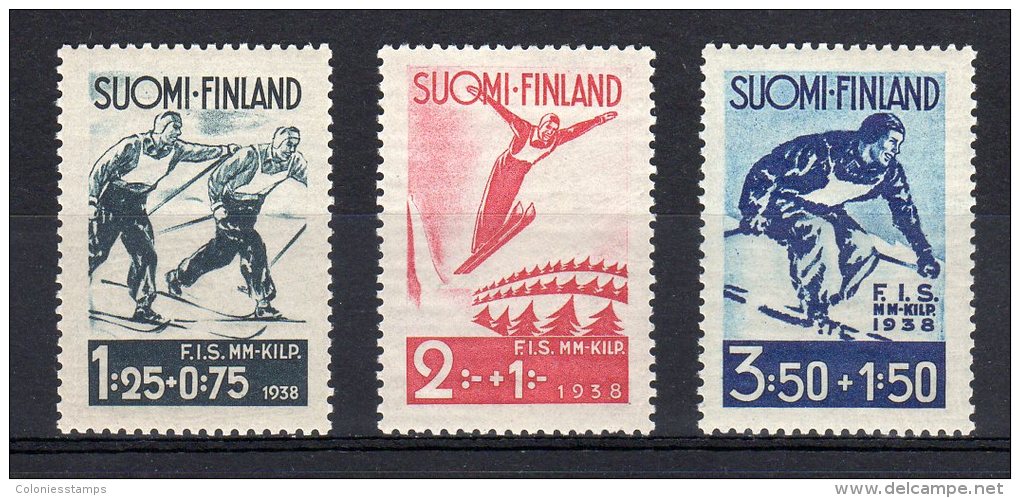 (S1028) FINLAND, 1938 (World Ski Championships, Lahti). Complete Set. Mi ## 208-210. MNH** - Unused Stamps