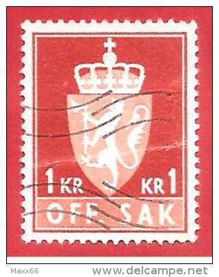 NORVEGIA - NORWAY - USATO - 1972 - SERVIZIO - OFF. SAK I Fosforescent - 1 Krone - Michel  NO D94 - Dienstmarken