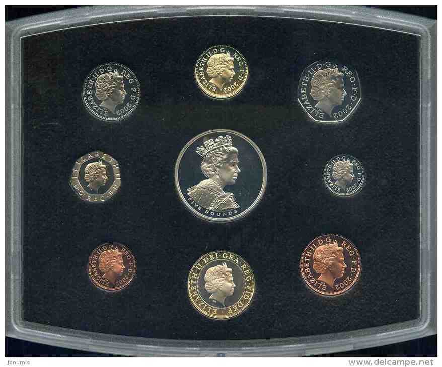 Grande-Bretagne Great Britain Coffret Officiel Proof BE PP 1 Penny à 5 Livres 2002 50 Ans De Elisabeth II KM PS133 - Mint Sets & Proof Sets