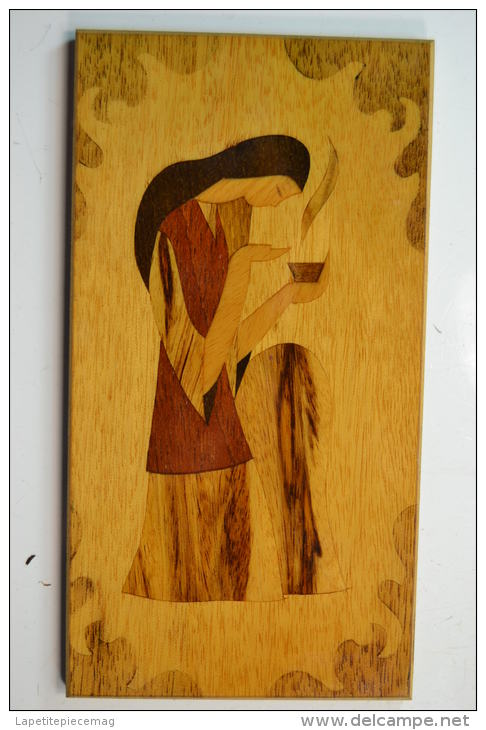 Petit Tableau En Marqueterie D'origine Russe Daté 1986 - Wood