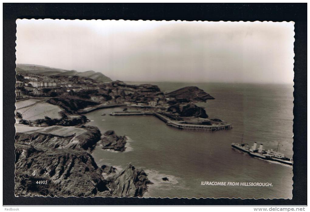 RB 932 - Real Photo Postcard - Ilfracombe From Hillsborough - Devon- Paddlesteamer Boat Ship - Ilfracombe