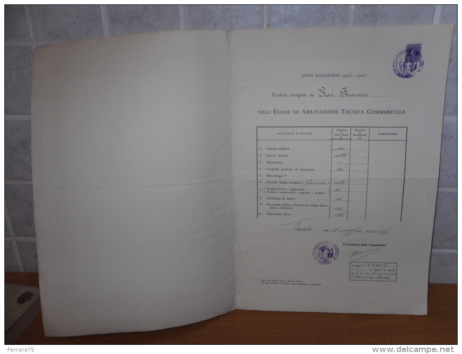 Varese Istituto Tecnico Diploma Di Ragioniere Perito Commerciale 1941 - Diploma & School Reports