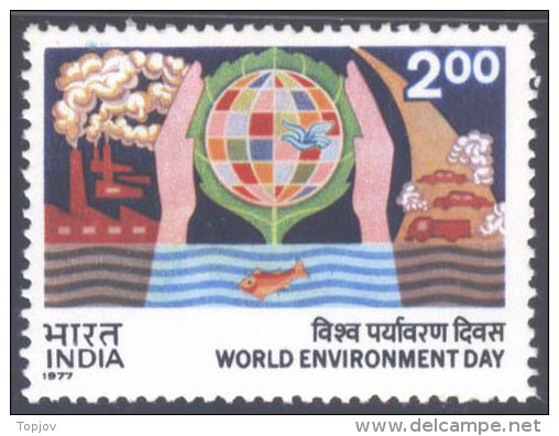 INDIA - WORLD ENVIRONMENT DAY, ENVIRONMENT PROTECTION FLOBE - ECOLOGY DAY  - **MNH - 1977 - Nuevos