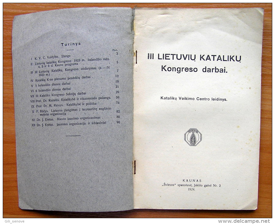 Lithuanian Book /III Lietuviu Kataliku Kongreso Darbai (Congress Works) 1924 - Oude Boeken