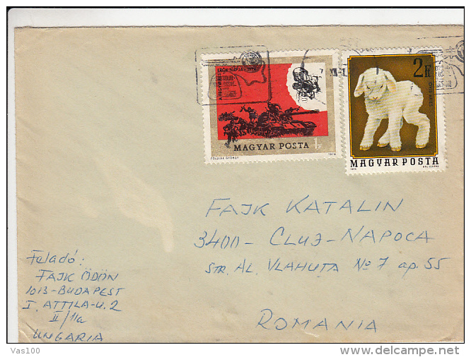 WAR SCENE, LAMB, BALATON LAKE TOURS, STAMPS ON COVER, 1975, HUNGARY - Lettres & Documents