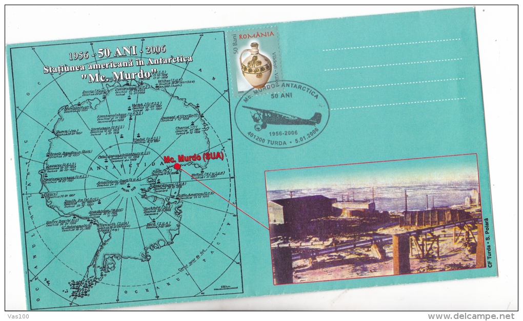 "MC.MURDO" AMERICAN STATION IN THE ANTARCTIC,SPECIAL COVER,2006,ROMANIA - Research Stations