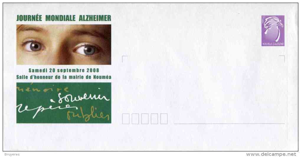 PAP De 2008 Avec Timbre "Cagou Violet Type Lavergne" Et Repiquage "Journée Mondiale Alzheimer" - Prêt-à-poster