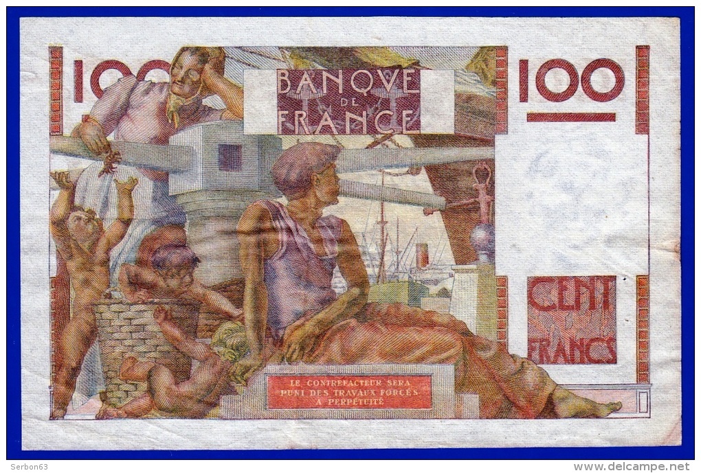 BILLET BANQUE DE FRANCE MONNAIE TTB+ 100 FRANCS JEUNE PAYSAN TYPE 1945 DU 7.1.1954 N° 50326 L.581 - NOTRE SITE Serbon63 - 100 F 1945-1954 ''Jeune Paysan''