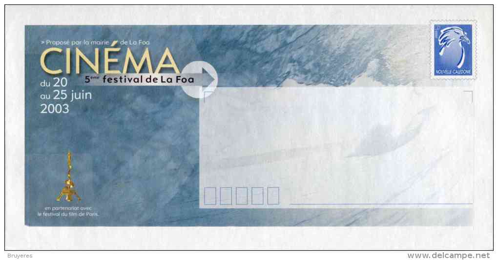 PAP De 2003 Avec Timbre "Cagou Bleu Type Lavergne" Et Repiquage "5e Festival Du Cinéma De La Foa" - Prêt-à-poster