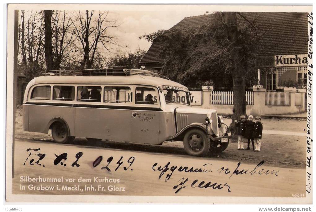 Grabow Belebt Silberhummel Vor Dem Kurhaus Inhaber Fr Gierz Auto Bus Büssing 13.1.1926 Gelaufen - Ludwigslust