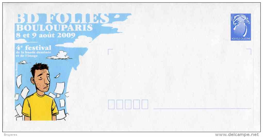 PAP De 2009 Avec Timbre "Cagou Bleu Type Lavergne" Et Illust. "BD Folies Boulouparis2009" - Format 110 X 220 Mm - Prêt-à-poster