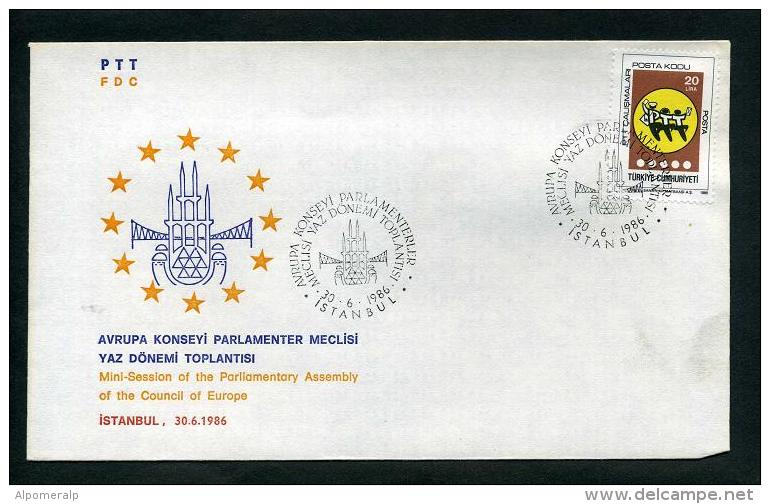 TURKEY 1986 FDC - Mini-Session Of The Parliamentary Assembly Of The Council Of Europe, &#304;stanbul, Jun. 30 - FDC