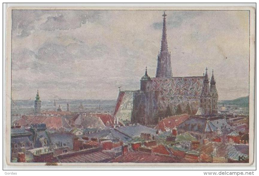 Austria - Wien - Panorama Mit Stefanskirche - Kunstler - Illustrateur - Churches